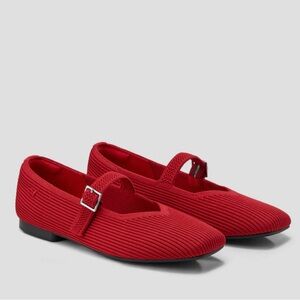 NWOT VIVAIA Margot Square-Toe Mary Jane in Ruby Red 7-7.5